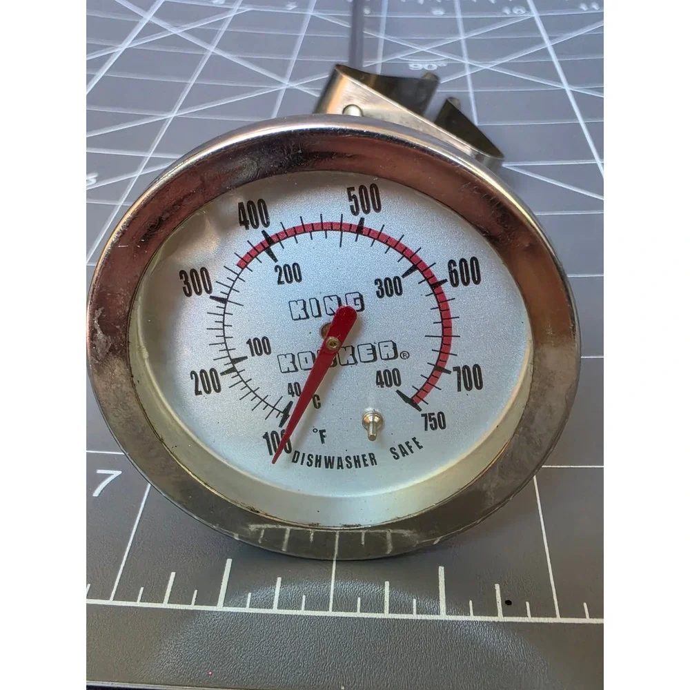 King Kooker 12 Inch Deep Fry Thermometer 750F Stainless Steel with Pot Clip
